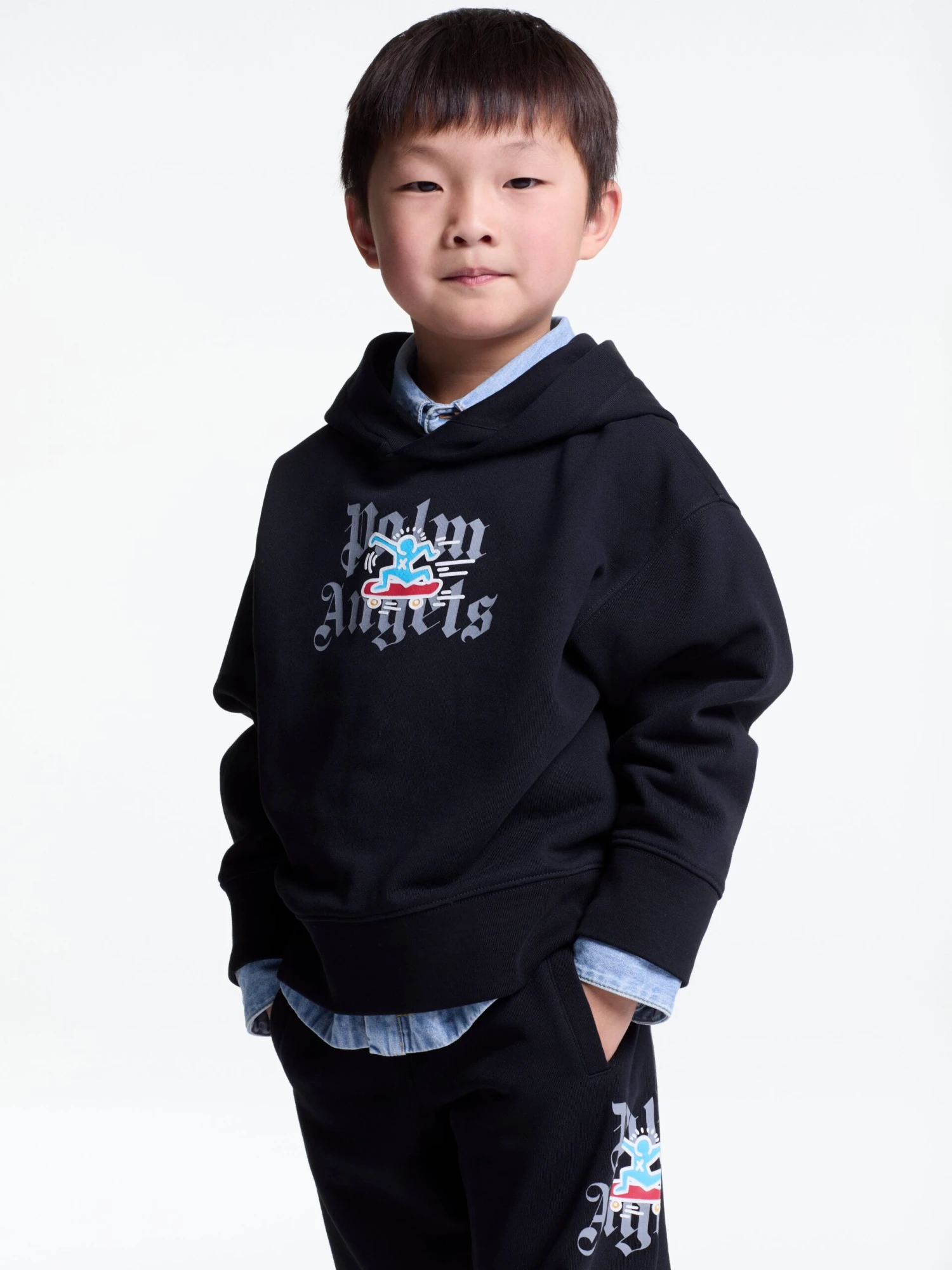 Palm Angels Boys PA X Keith Haring Skateboard Hoodie In Black 3 Palm Angels Boys PA X Keith Haring Skateboard Hoodie In Black - Image 3