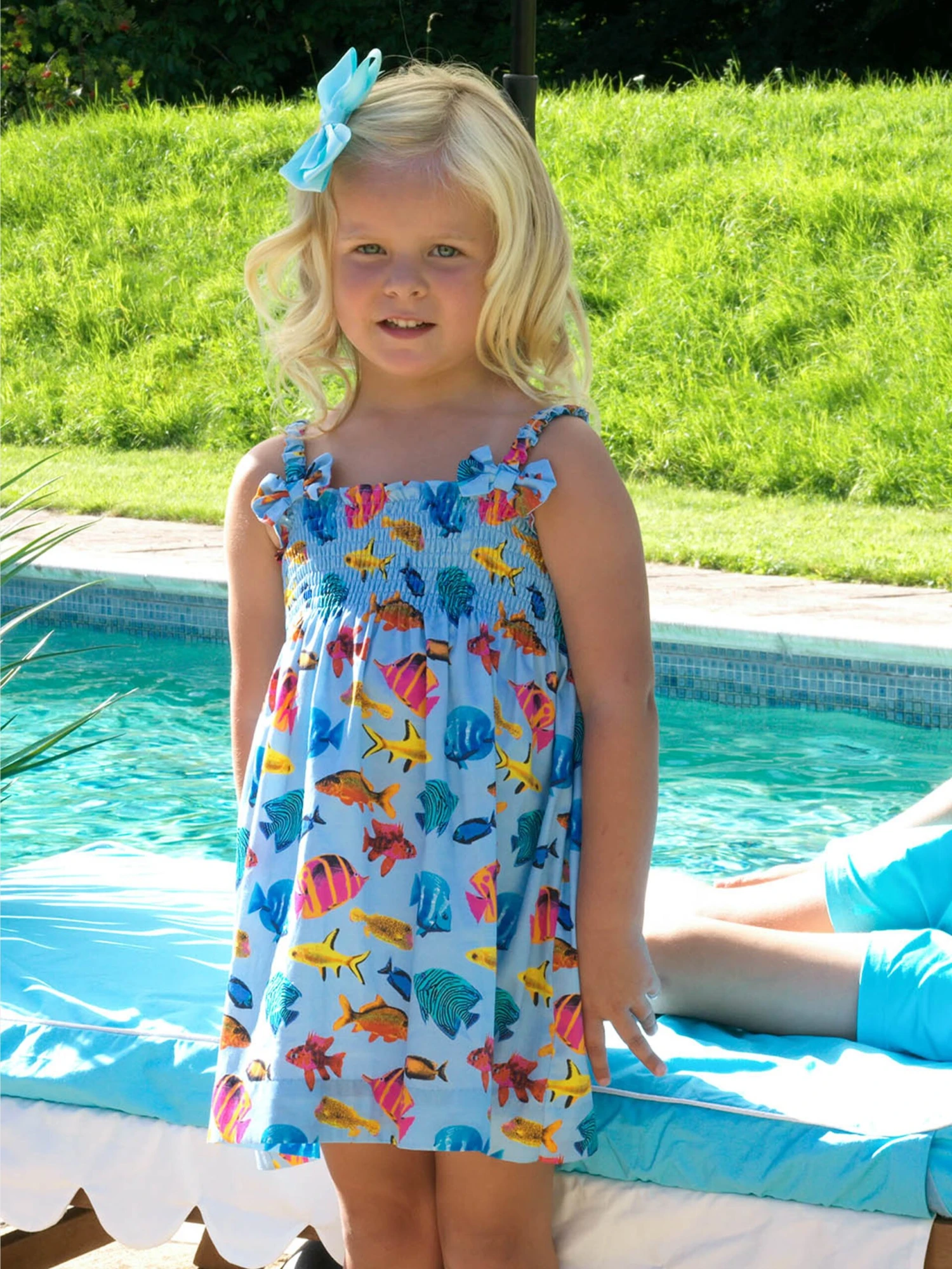 Girls Tropical Fish Sundress In Multicolour 2 Girls Tropical Fish Sundress In Multicolour - Image 2