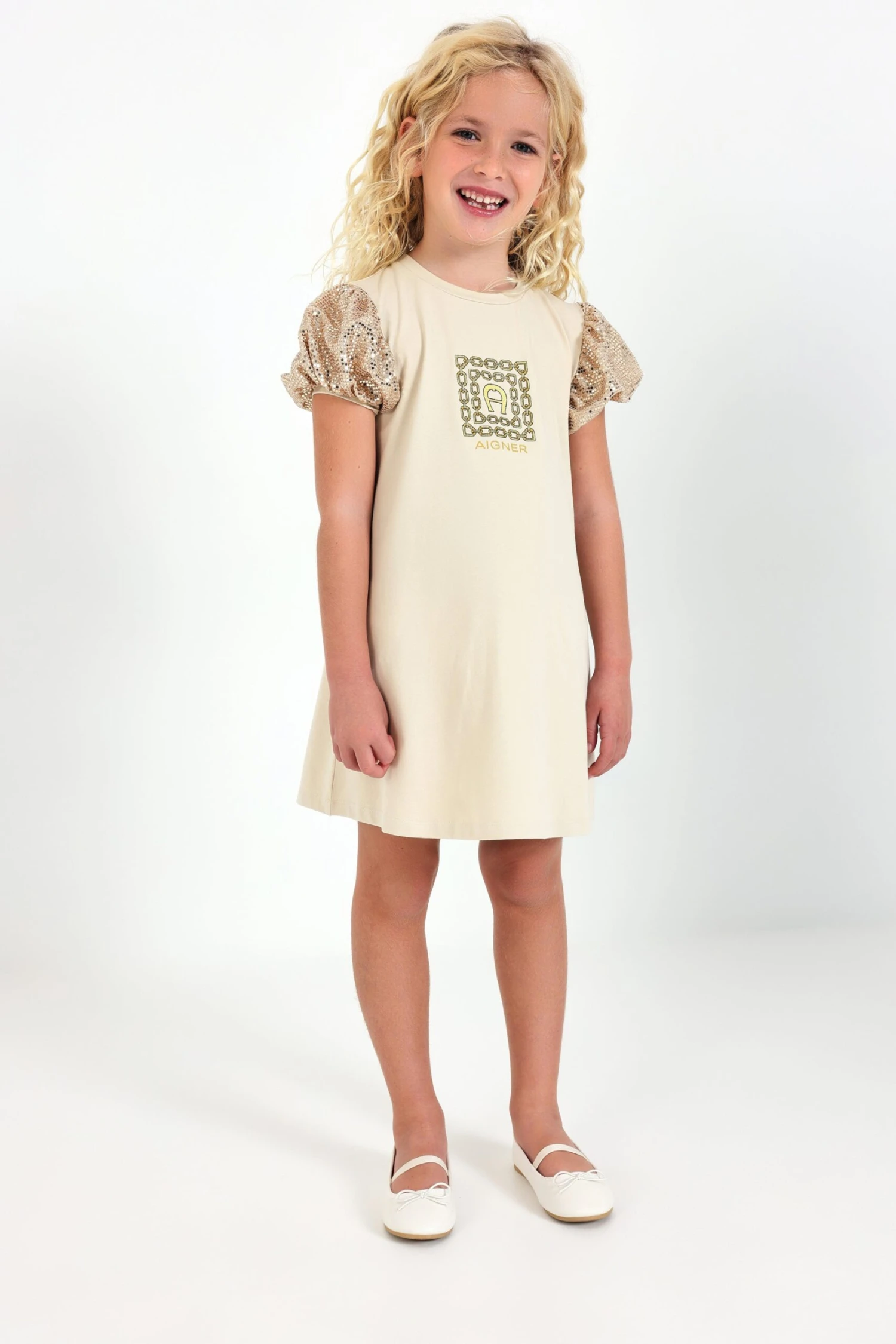 Aigner Girls Logo T-Shirt Dress In Beige 2 Aigner Girls Logo T-Shirt Dress In Beige - Image 2