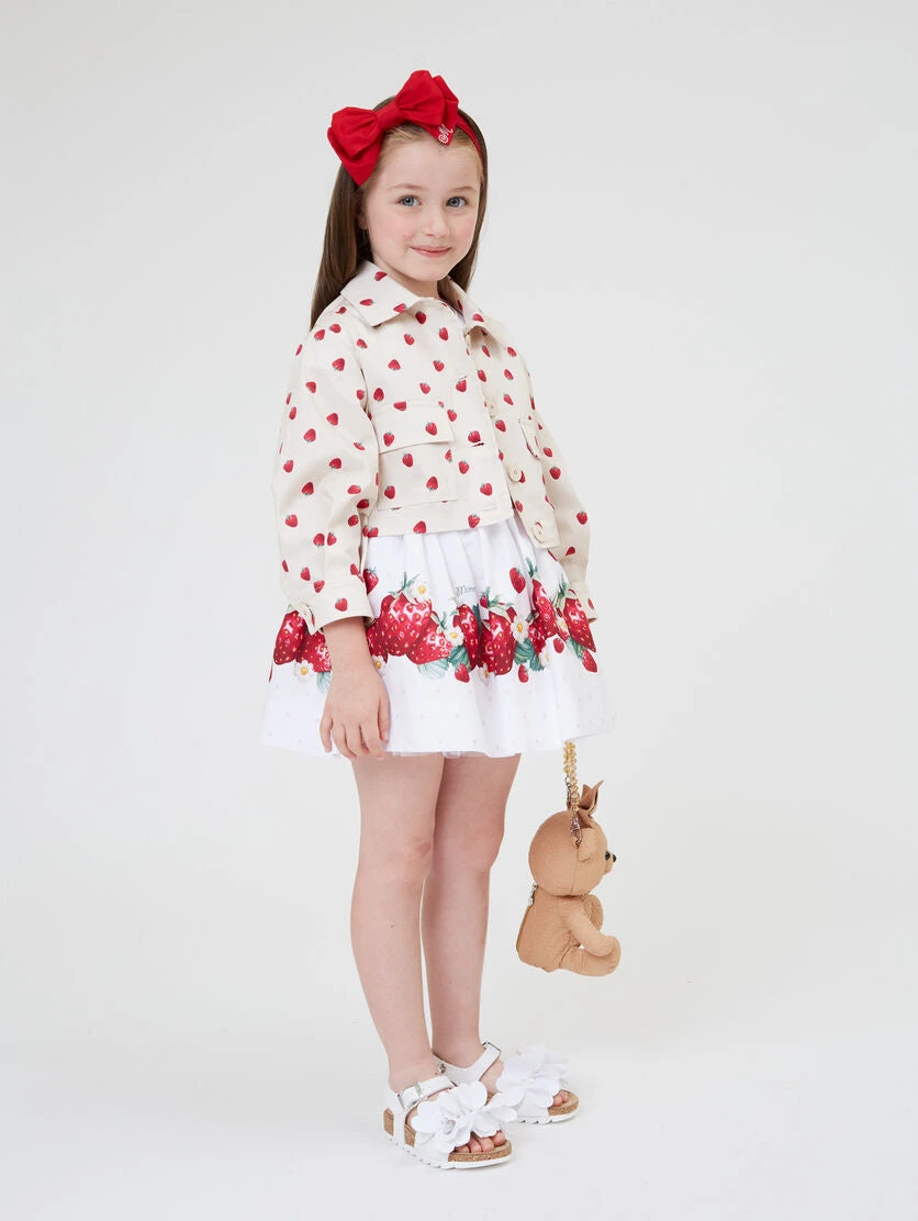 Monnalisa Girls Strawberry Skirt In White 2 Monnalisa Girls Strawberry Skirt In White - Image 2