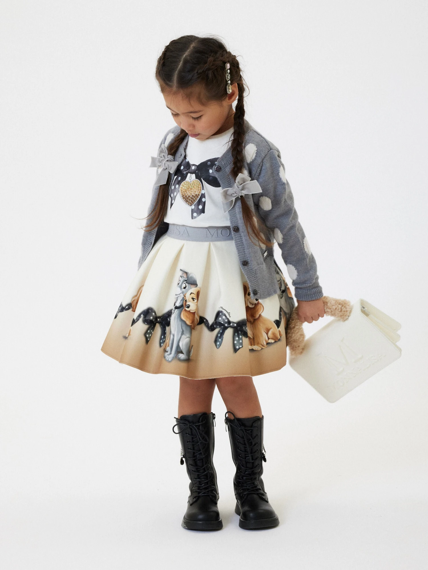 Monnalisa Girls Neoprene Lady And The Tramp Skirt In Ivory 6 Monnalisa Girls Neoprene Lady And The Tramp Skirt In Ivory - Image 6