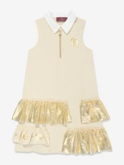 Aigner Girls Sleeveless Ruffle Dress In Beige