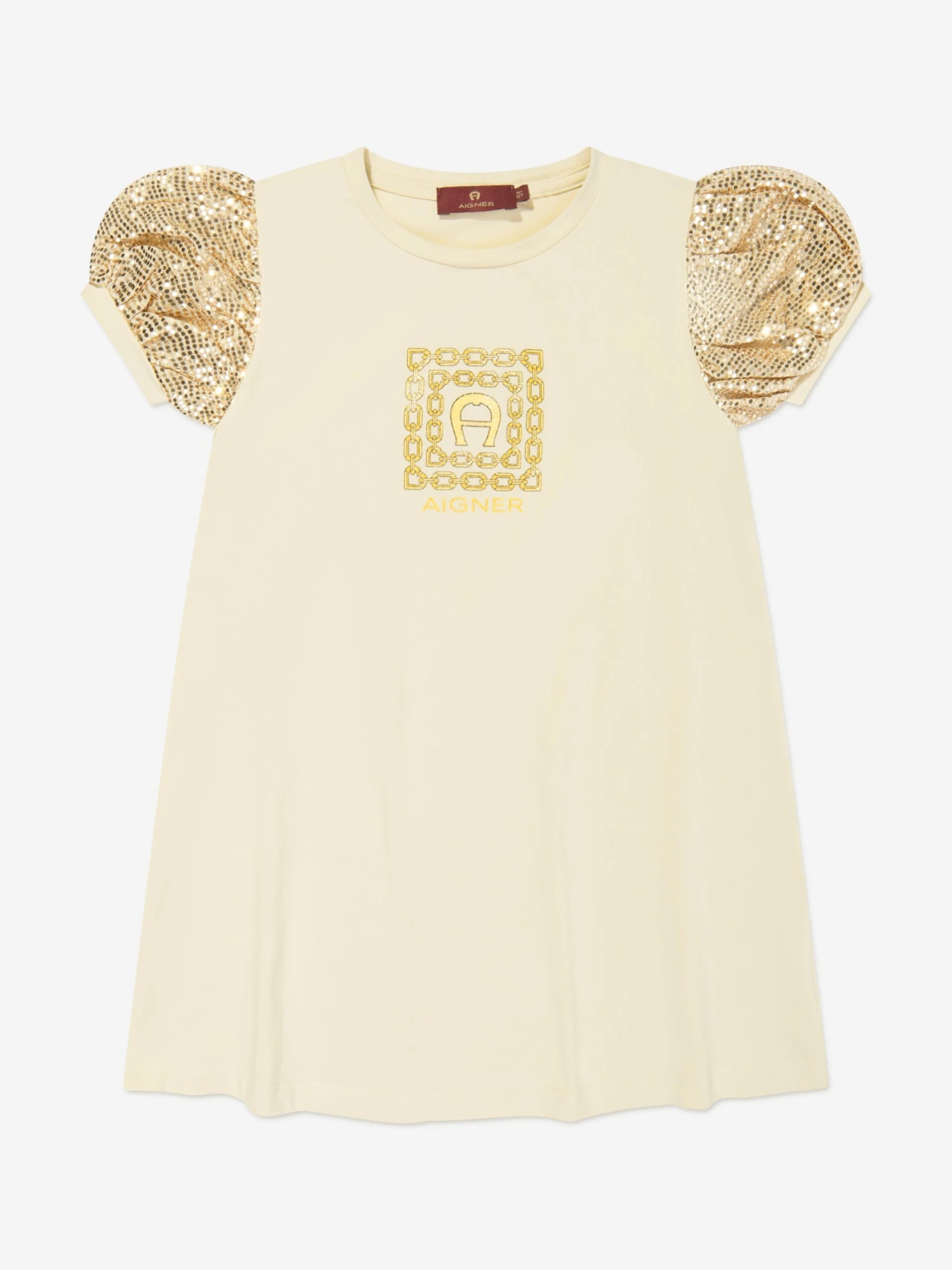 Aigner Girls Logo T-Shirt Dress In Beige 1 Aigner Girls Logo T-Shirt Dress In Beige