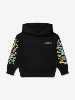 Amiri Kids Bones Scribble Hoodie In Black