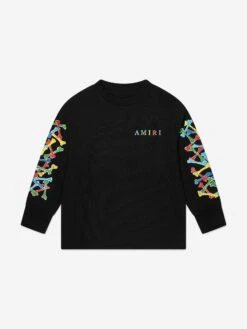 Amiri Kids Bones Scribble Long Sleeve T-Shirt In Black