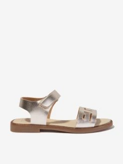Girls Laser Cut Sandals In Gold