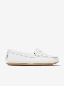 Boys Leather Loafers In White