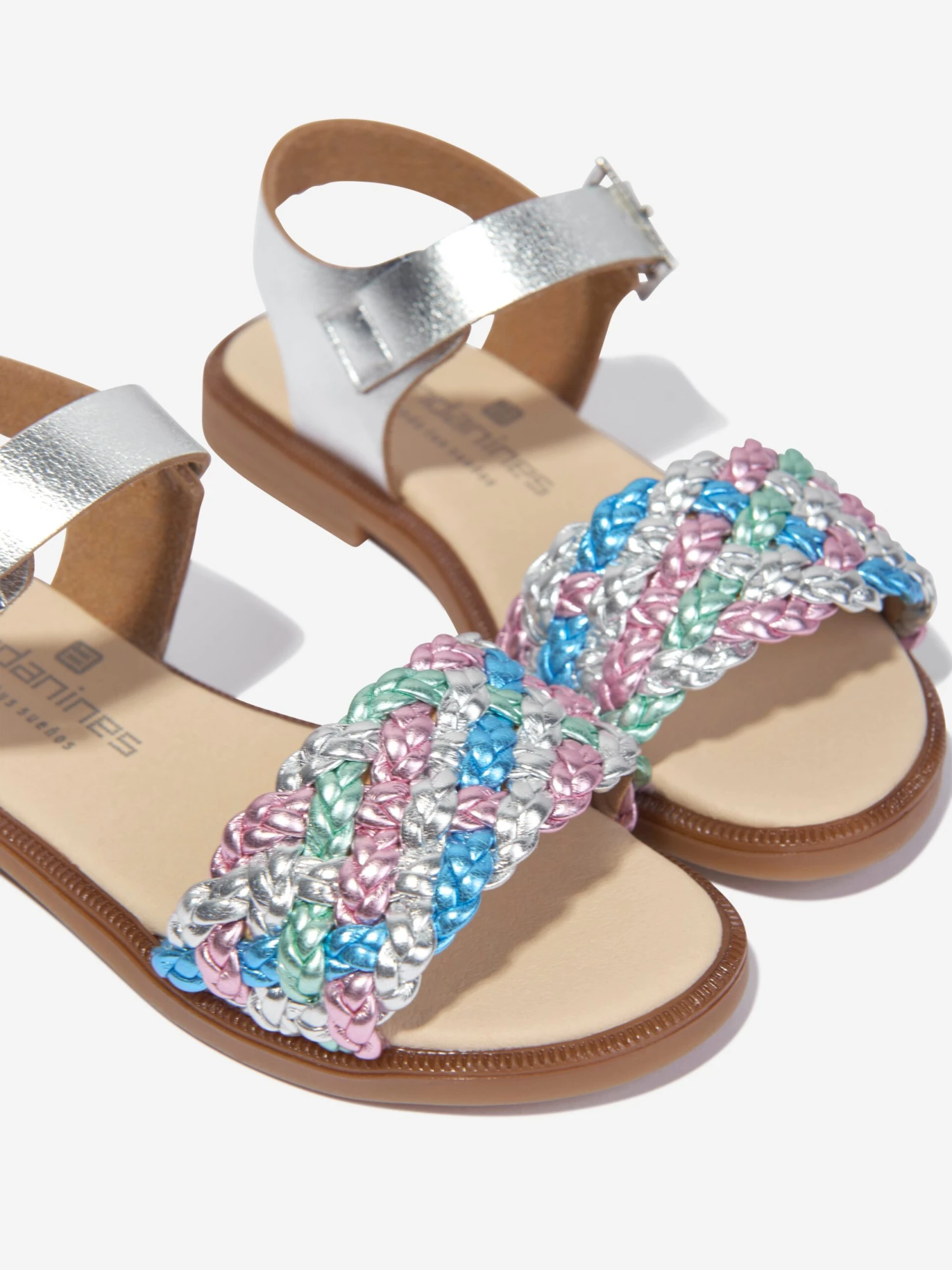 Girls Braided Sandals In Silver 3 Girls Braided Sandals In Silver - Image 3