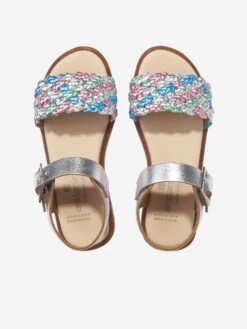 Girls Braided Sandals In Silver 7 Girls Braided Sandals In Silver -Childrens Clothing Store ANDS4027 PLATA 4