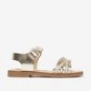 Girls Leather Sandals In Gold