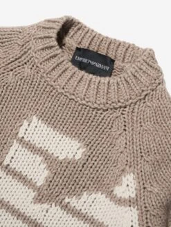 Emporio Armani Boys Wool Knitted Jumper In Brown 6 Emporio Armani Boys Wool Knitted Jumper In Brown -Childrens Clothing Store ARMA3030 0445 3