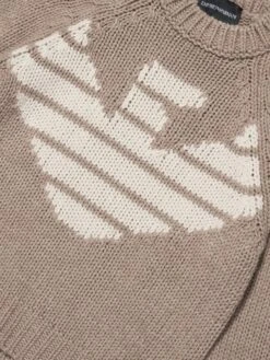 Emporio Armani Boys Wool Knitted Jumper In Brown 7 Emporio Armani Boys Wool Knitted Jumper In Brown -Childrens Clothing Store ARMA3030 0445 4