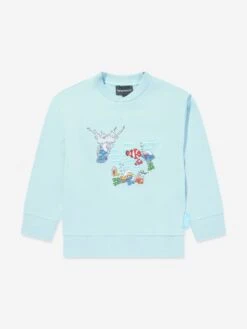 Emporio Armani Boys Smurf Sweatshirt In Blue