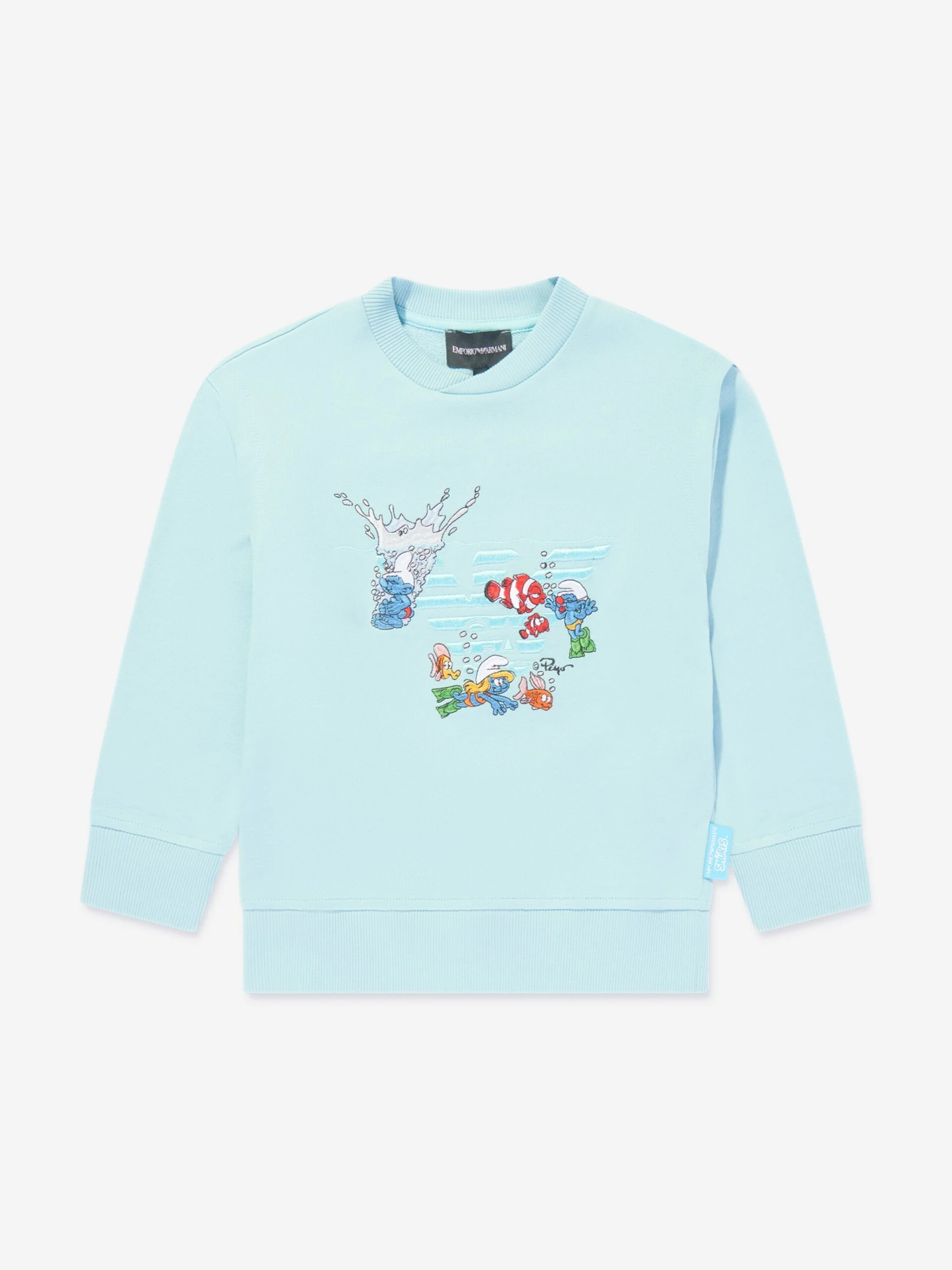 Emporio Armani Boys Smurf Sweatshirt In Blue 1 Emporio Armani Boys Smurf Sweatshirt In Blue
