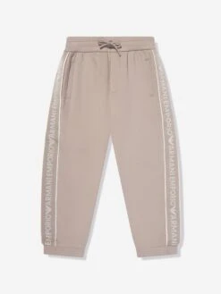 Emporio Armani Boys Logo Joggers In Brown
