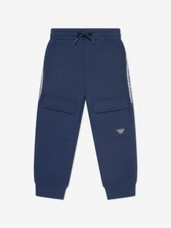 Emporio Armani Boys Logo Tape Joggers In Navy
