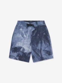 Emporio Armani Boys Palm Leaf Shorts In Blue