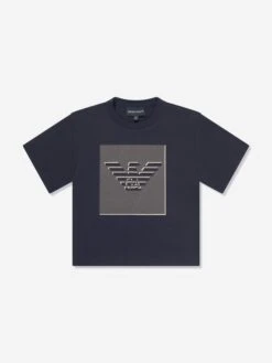 Emporio Armani Boys Logo Print T-Shirt In Navy