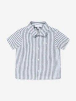 Emporio Armani Baby Boys Linen Striped Shirt In Grey