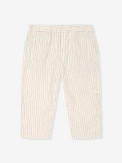 Emporio Armani Baby Boys Striped Linen Trousers In Ivory