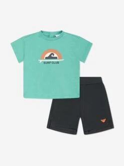 Emporio Armani Baby Boys Surf Club Short Set In Multicolour