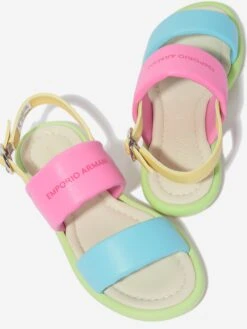 Emporio Armani Girls Leather Sandals In Multicolour 6 Emporio Armani Girls Leather Sandals In Multicolour -Childrens Clothing Store ARMS4176 MULTICOLOURED 3