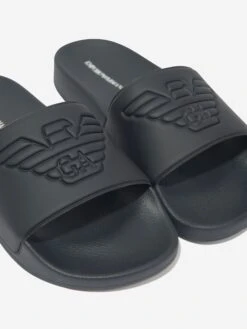 Emporio Armani Boys Logo Sliders In Navy -Childrens Clothing Store ARMS4177 NAVY 3