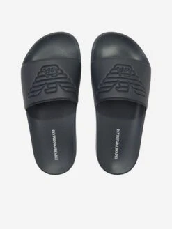 Emporio Armani Boys Logo Sliders In Navy -Childrens Clothing Store ARMS4177 NAVY 4