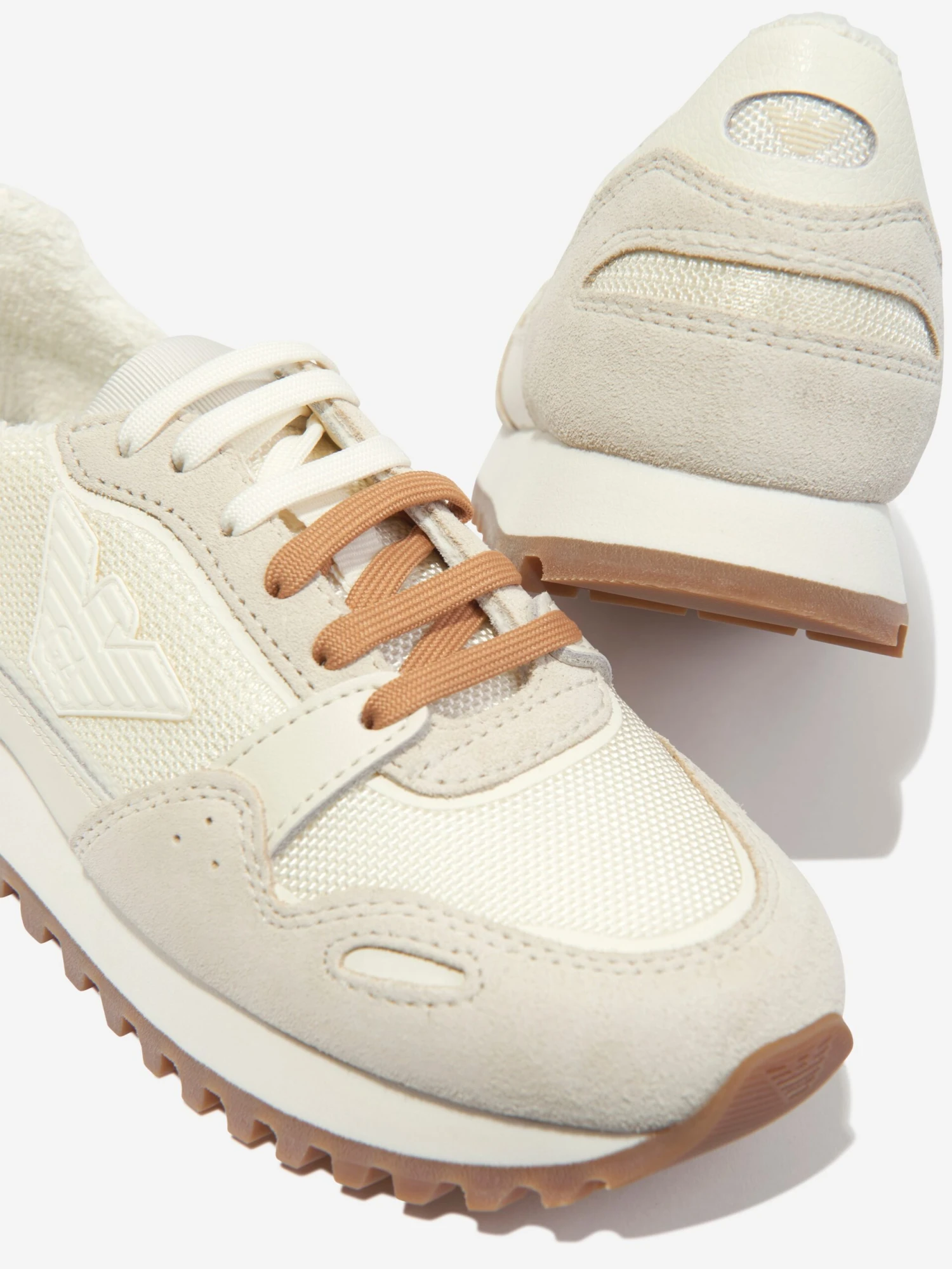 Emporio Armani Boys Logo Trainers In Beige 3 Emporio Armani Boys Logo Trainers In Beige - Image 3