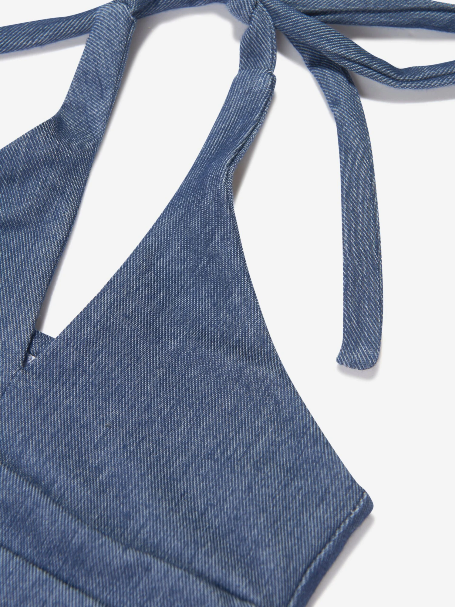 Girls Denim Look Halterneck Swimsuit In Blue 4 Girls Denim Look Halterneck Swimsuit In Blue - Image 4