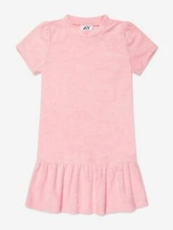 Girls Towelling Mini Dress In Pink