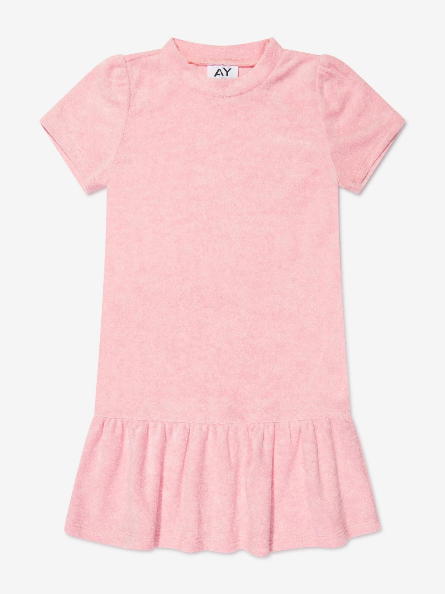 Girls Towelling Mini Dress In Pink 1 Girls Towelling Mini Dress In Pink