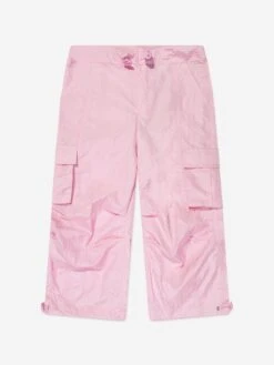 Girls Nylon Cargo Trousers In Pink