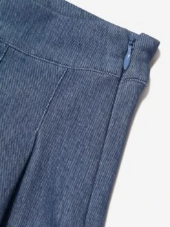 Girls Denim Look Pleated Mini Skirt In Blue 9 Girls Denim Look Pleated Mini Skirt In Blue -Childrens Clothing Store AYAA3016 LIGHT BLUE 5