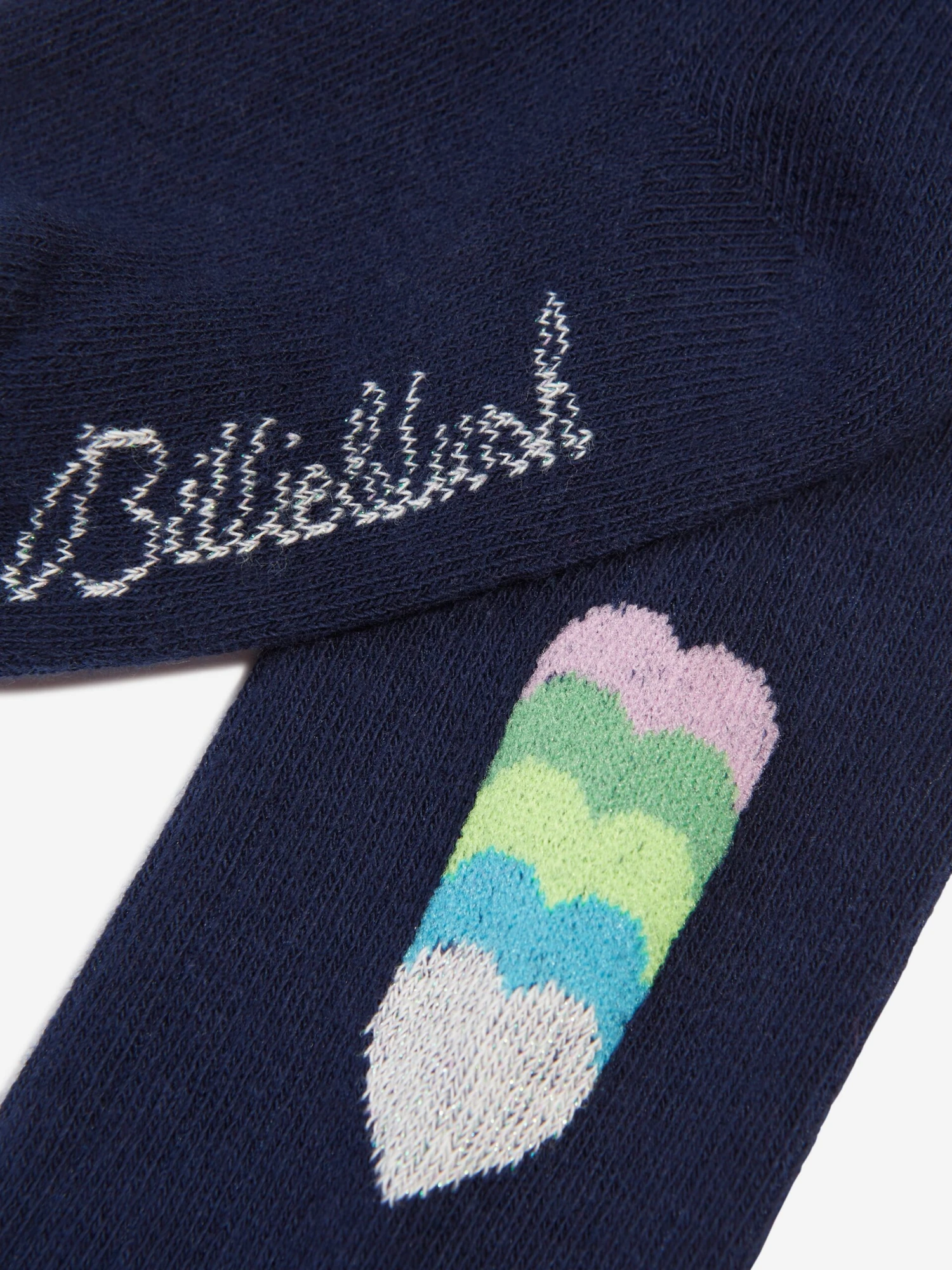 Billieblush Girls Jacquard Heart Tights In Navy 3 Billieblush Girls Jacquard Heart Tights In Navy - Image 3
