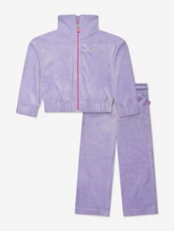 Billieblush Girls Velour Tracksuit In Purple