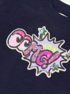 Billieblush Girls Knitted Jumper In Navy 7 Billieblush Girls Knitted Jumper In Navy -Childrens Clothing Store BILA3091 85T 4