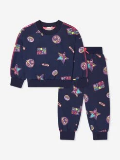 Billieblush Girls Badge Print Tracksuit In Navy