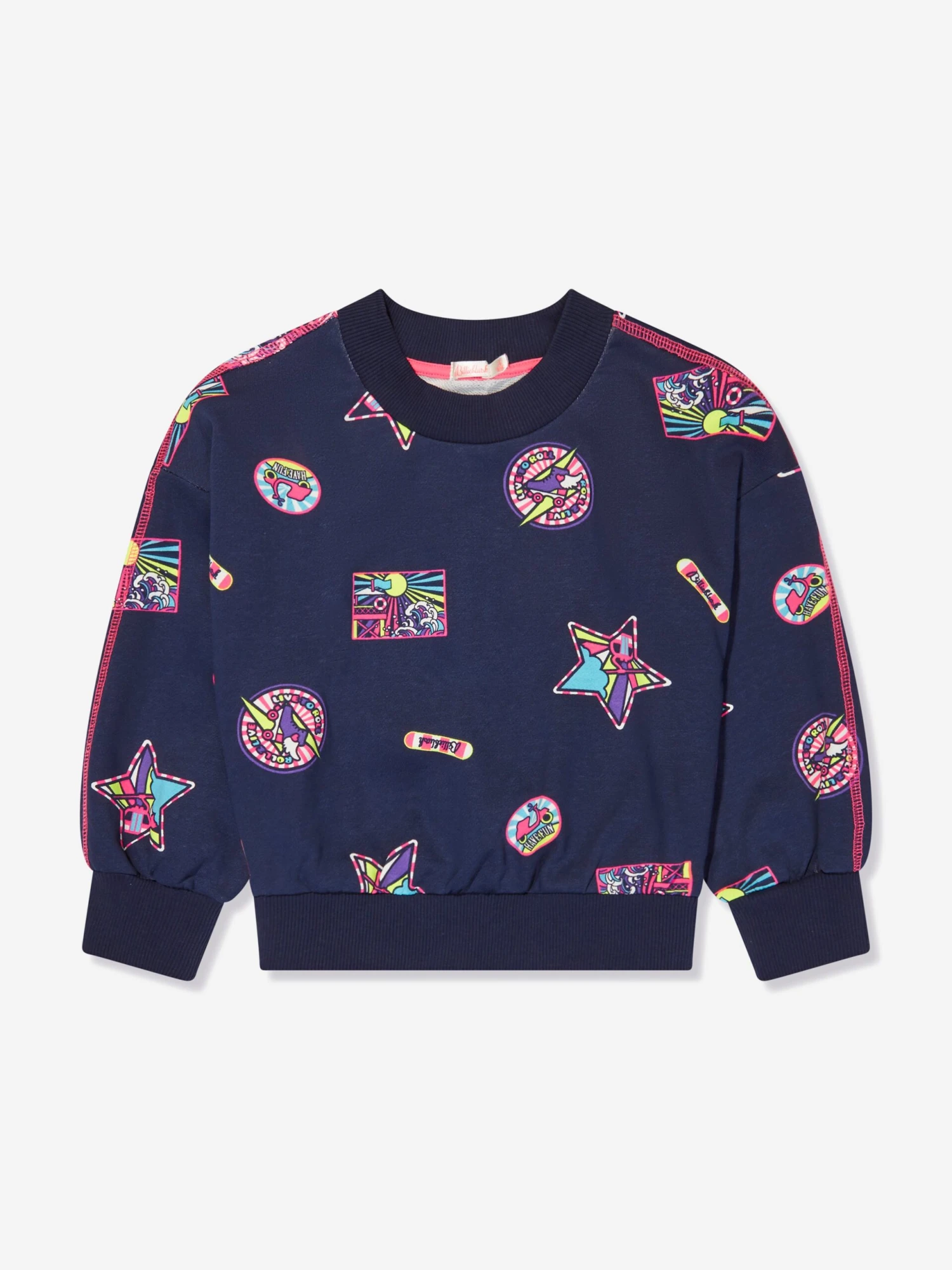 Billieblush Girls Badge Print Tracksuit In Navy 4 Billieblush Girls Badge Print Tracksuit In Navy - Image 4