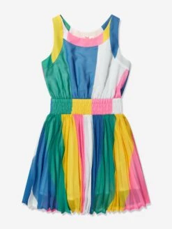 Billieblush Girls Striped Crepe Dress In Multicolour