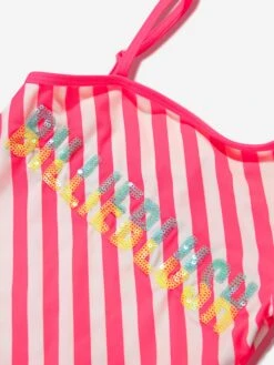 Billieblush Girls Swimsuit With 2 Scruchies In Pink -Childrens Clothing Store BILS4133 FUSCHIA 3