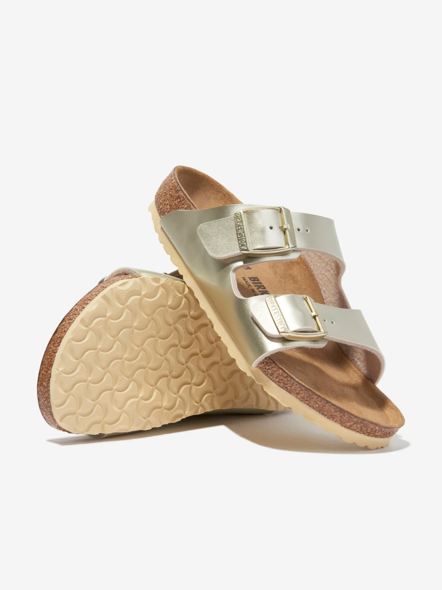 Birkenstock Girls Arizona Classic Metallic Sandals In Gold 3 Birkenstock Girls Arizona Classic Metallic Sandals In Gold - Image 3