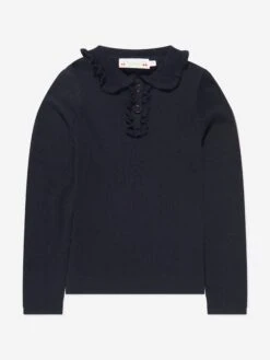 BONPOINT Girls Tiara Wool Polo Jumper In Navy