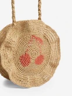 BONPOINT Girls Fina Raffia Crossbody Bag In Beige (20cm) -Childrens Clothing Store BONS4007 CORAIL 3