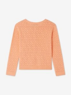 BONPOINT Girls Cherry Cardigan In Orange 6 BONPOINT Girls Cherry Cardigan In Orange -Childrens Clothing Store BONS4012 ABRICOT 3