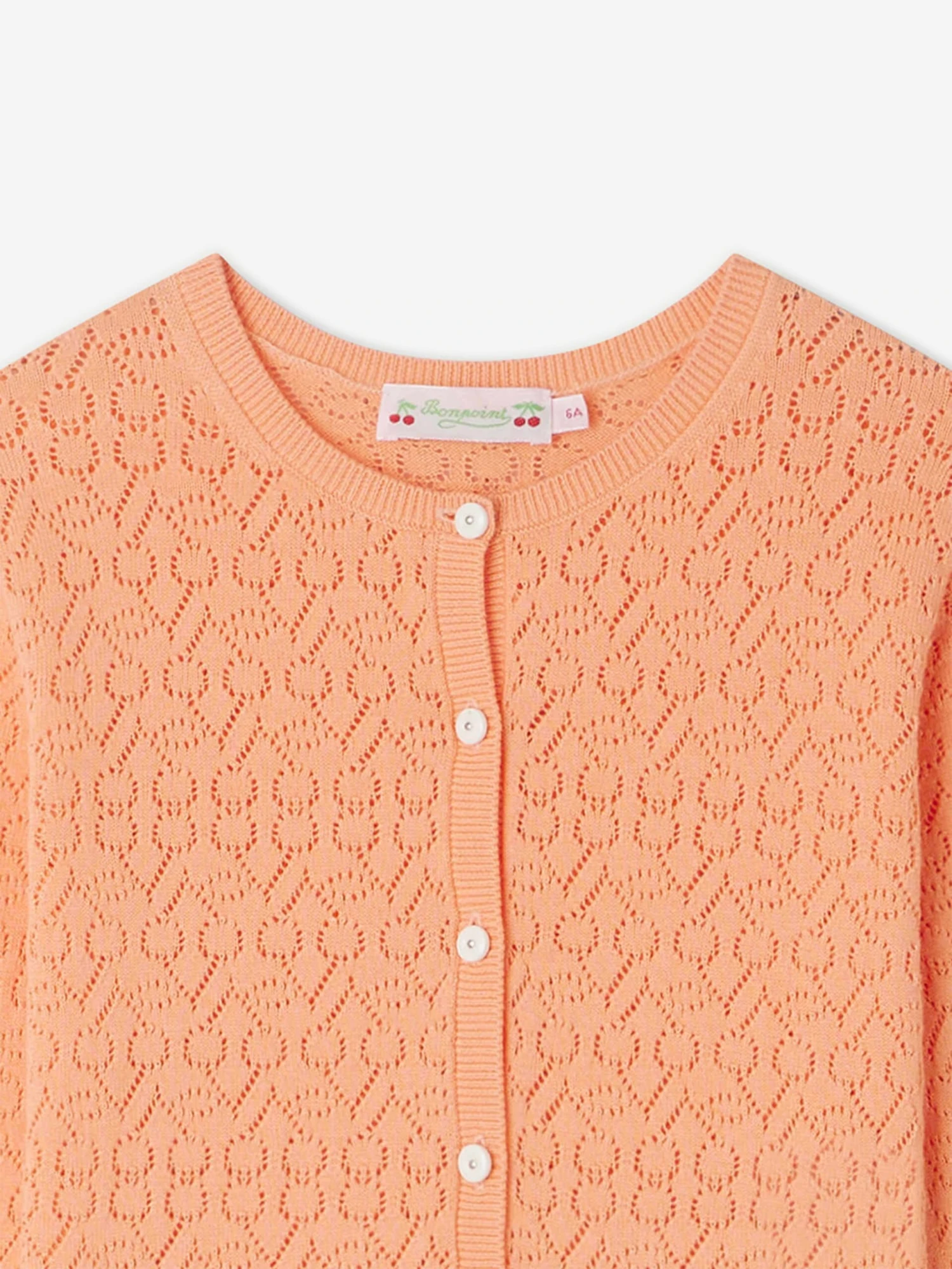 BONPOINT Girls Cherry Cardigan In Orange 4 BONPOINT Girls Cherry Cardigan In Orange - Image 4
