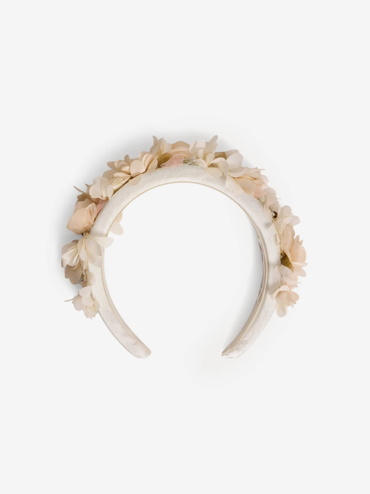 BONPOINT Girls Florana Silk Headband In White 1 BONPOINT Girls Florana Silk Headband In White