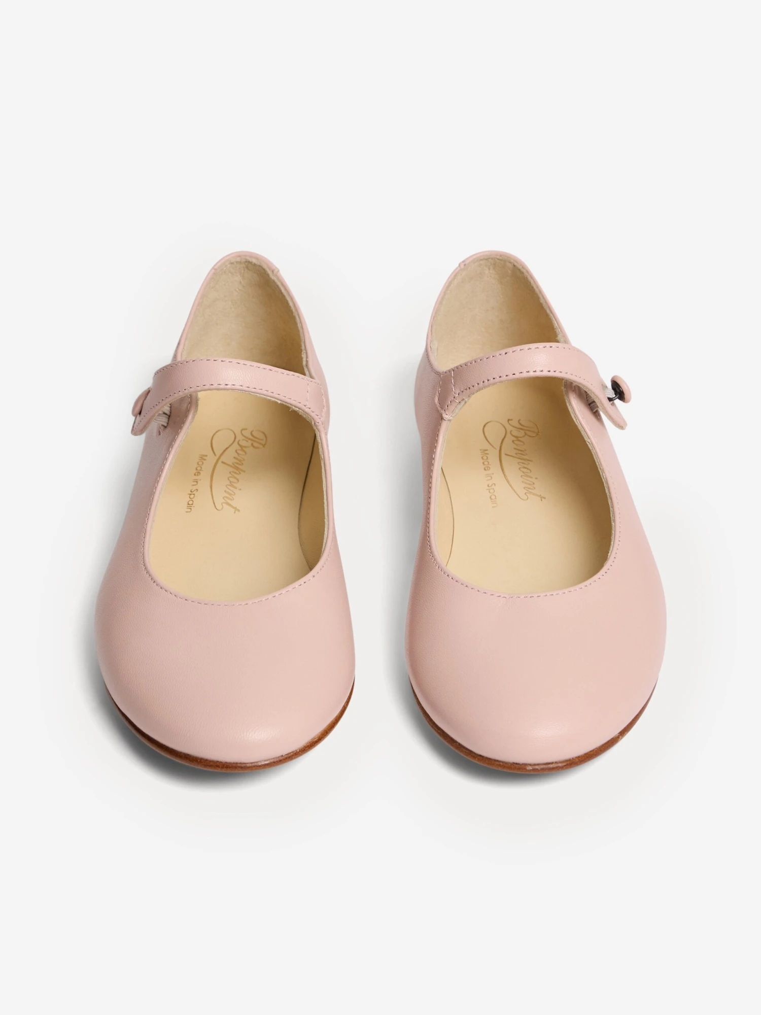 BONPOINT Girls Ella Leather Ballerina Pumps In Pink 3 BONPOINT Girls Ella Leather Ballerina Pumps In Pink - Image 3