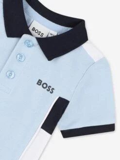 Boss Baby Boys Logo Polo Shirt In Blue 6 Boss Baby Boys Logo Polo Shirt In Blue -Childrens Clothing Store BOSS4024 PALE BLUE 3