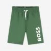 Boss Boys Logo Print Swim Shorts In Green